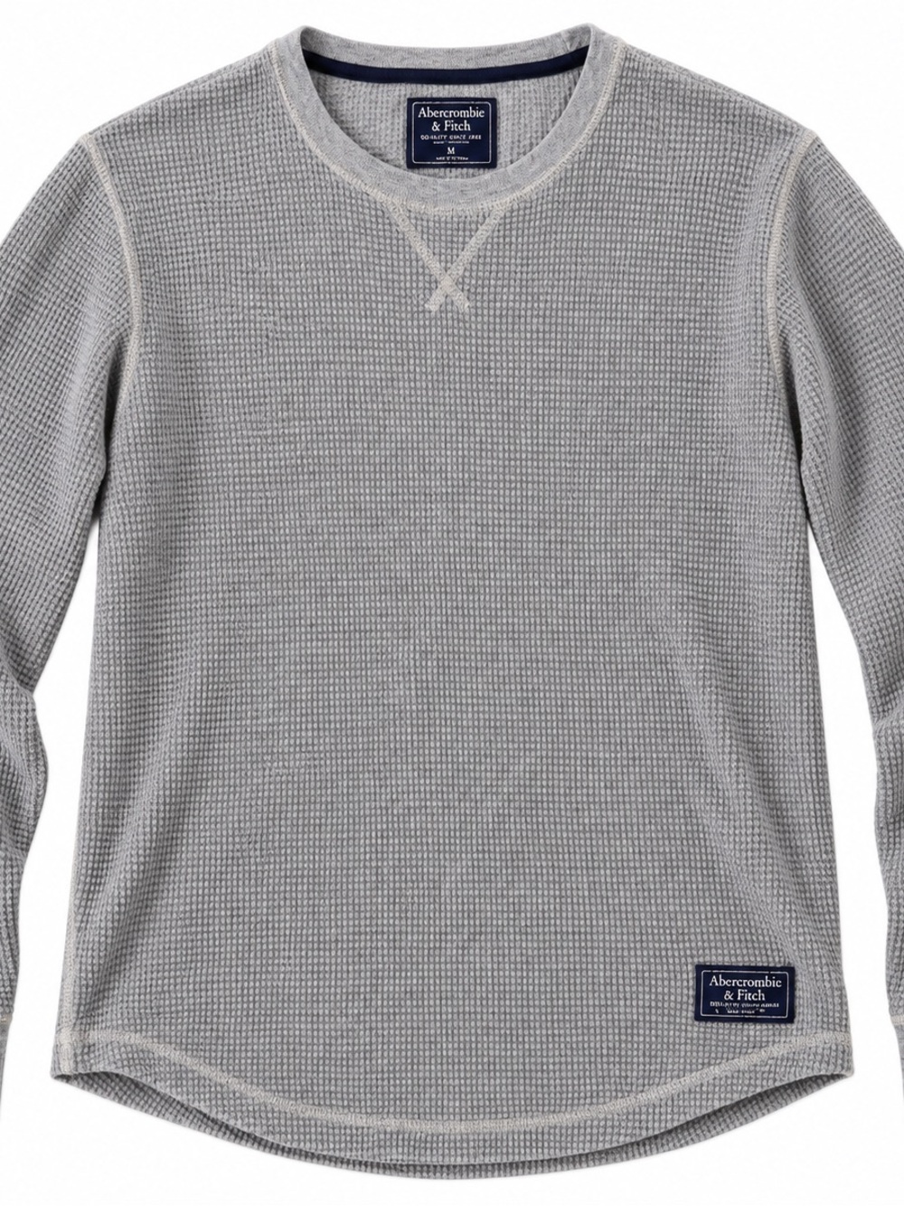 Abercrombie & Fitch Waffle Thermal Shirt Mens S Gray
